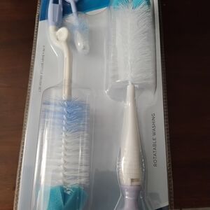Rotatable Washing Bottle Brush Set - Blue and White
